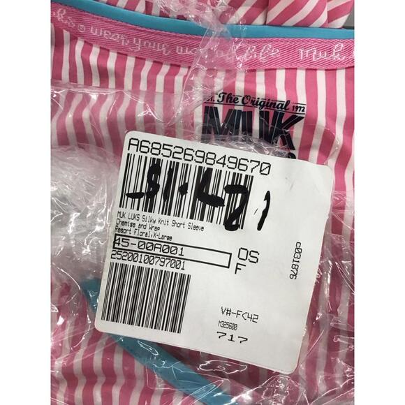 Muk luks silky knit short sleeve chemise and wrap X-Large resort floral new HSN - Picture 5 of 5